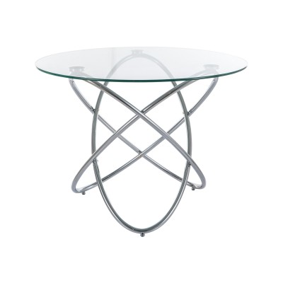 Стол обеденный SIGNAL ORBIT прозрачный/хром 100